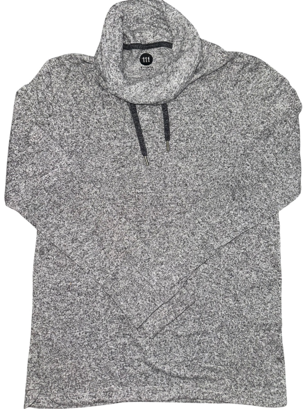 Express One Eleven Cowl Neck Tunic Sweater Gray Marled Soft Stretch Small Top